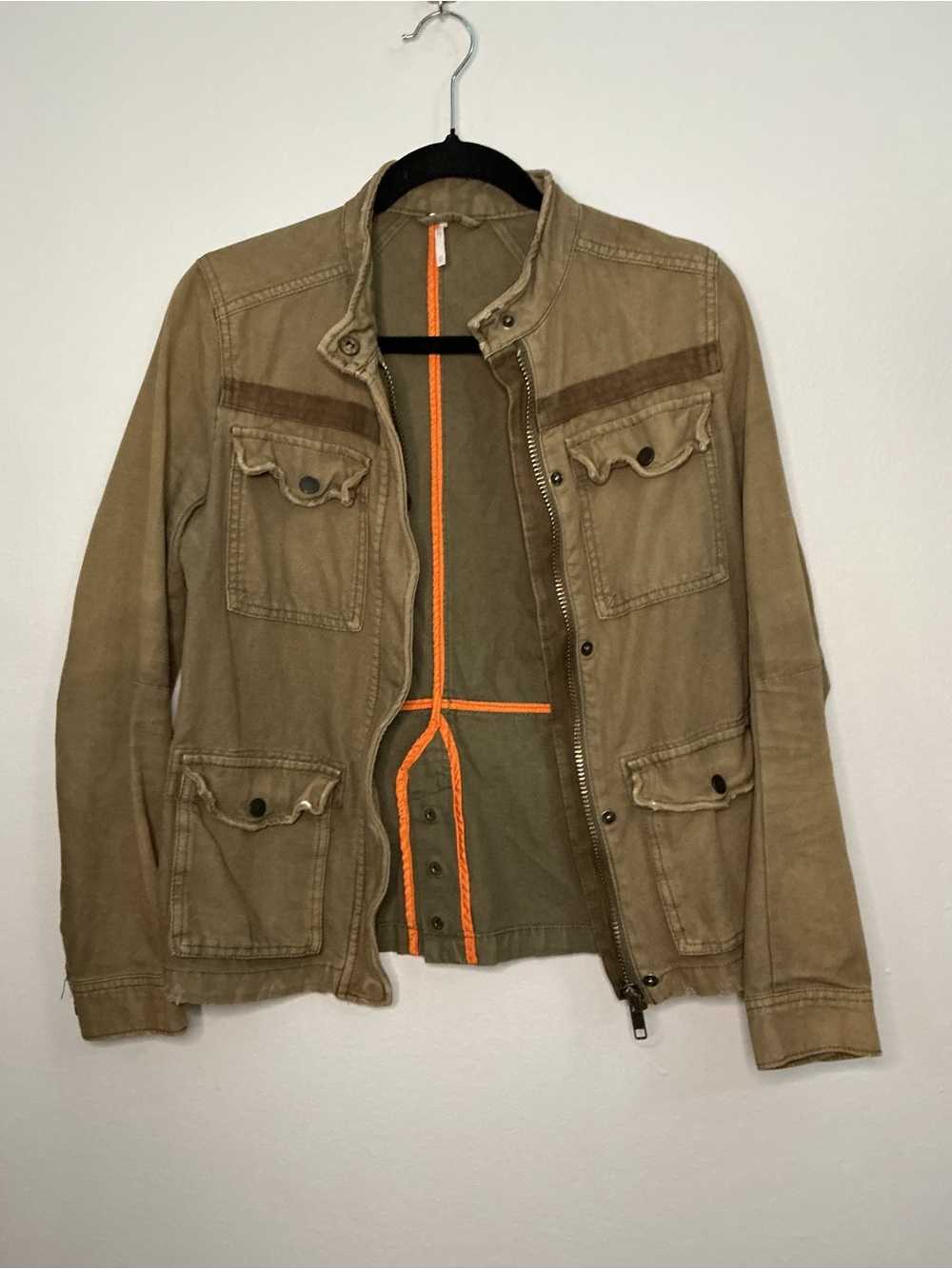 Free People Seize The Day Green Military Utility Jacket 100% Cotton